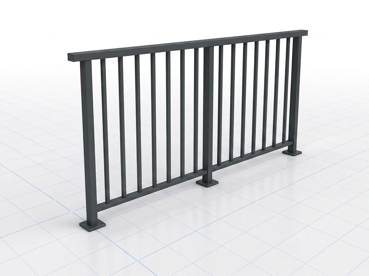 Garde-corps aluminium barreaudé toute hauteur, laqué anthracite