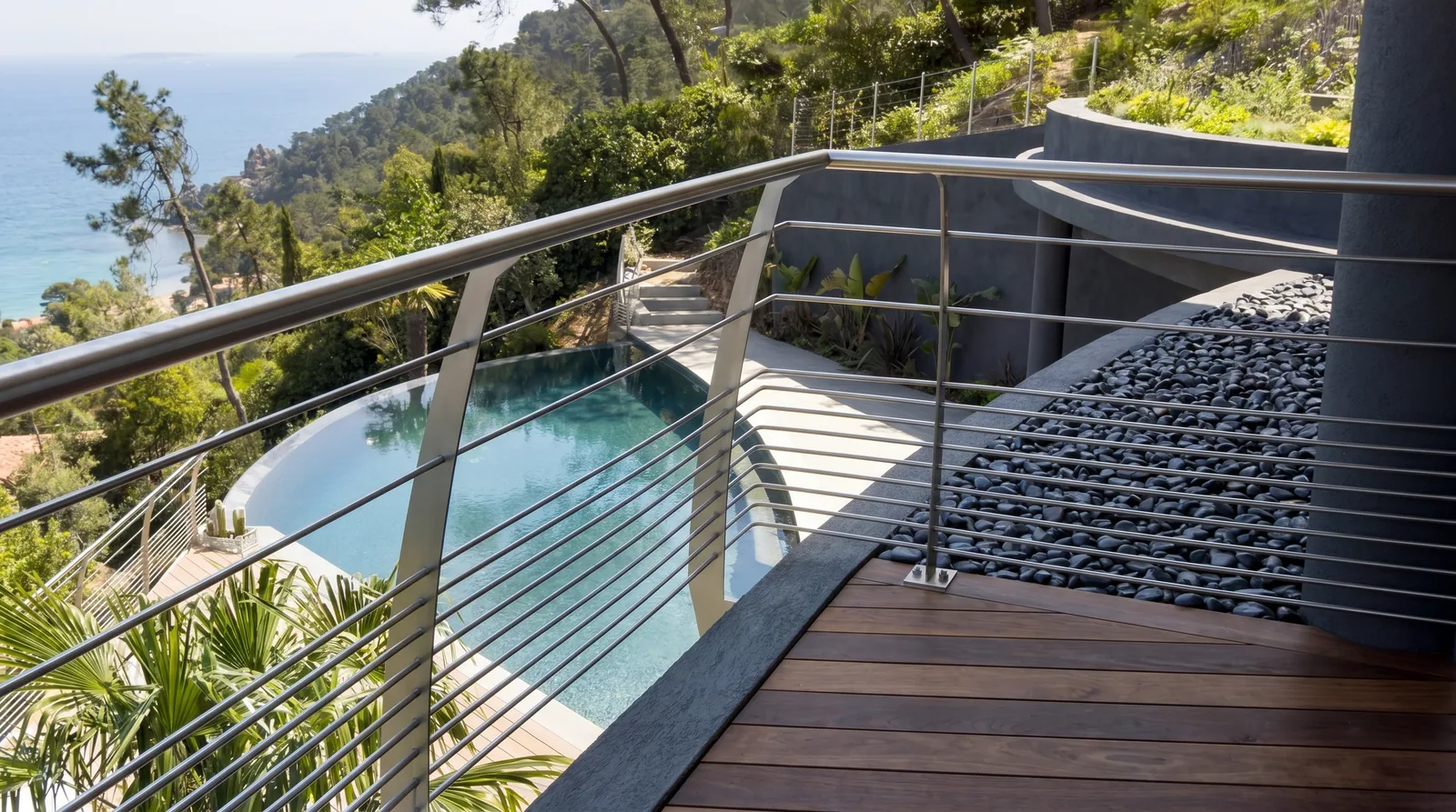 Garde-corps balcon barres inox